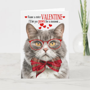 Marbled Tabby Cat Lover Valentine Feline Humour Holiday Card