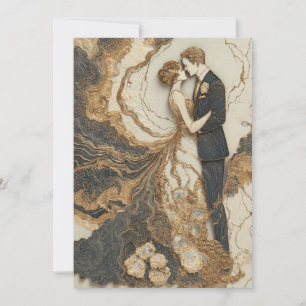 Marbled Vows   Chic Lines  Invitation