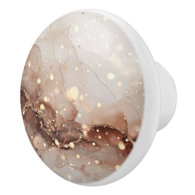 Marbled Watercolor with Glitter Accents Ceramic Knob (Right)