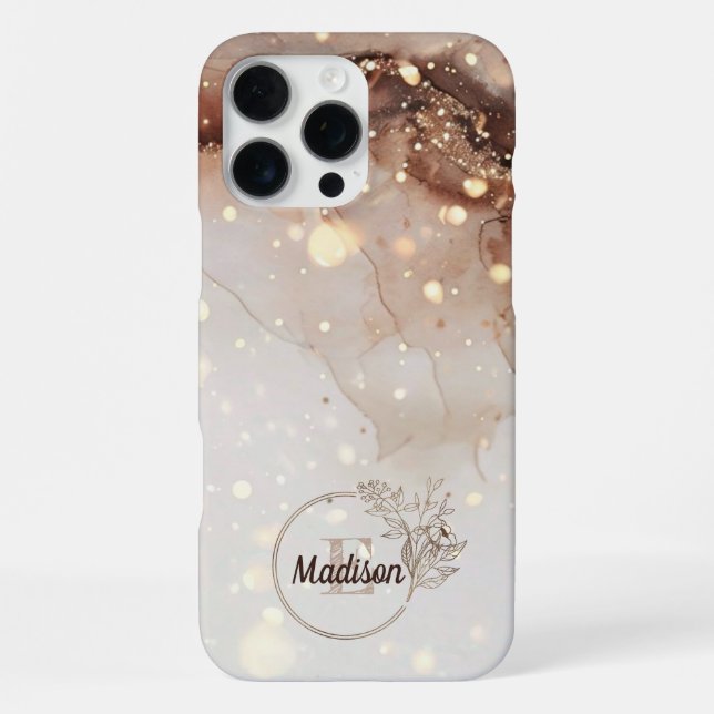 Marbled Watercolor with Glitter Accents iPhone Case (Back)
