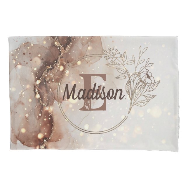 Marbled Watercolor with Glitter Accents Pillowcase (Front-Left)