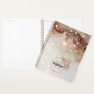 Marbled Watercolor with Glitter Accents Planner