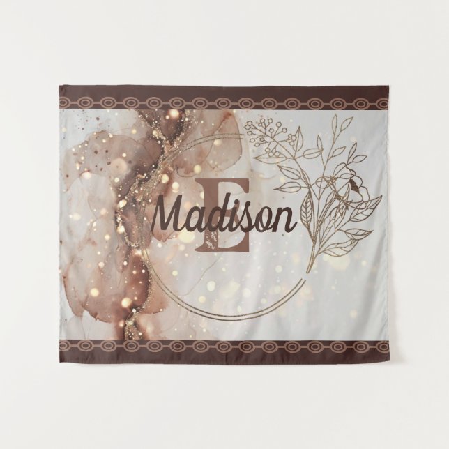 Marbled Watercolor with Glitter Accents Tapestry (Front (Horizontal))