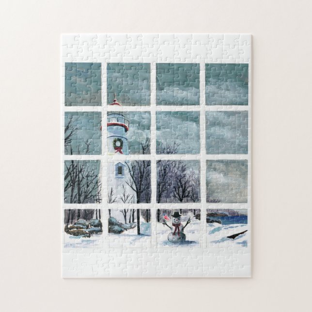 Marblehead Lighthouse in Winter Jigsaw Puzzle (Vertical)