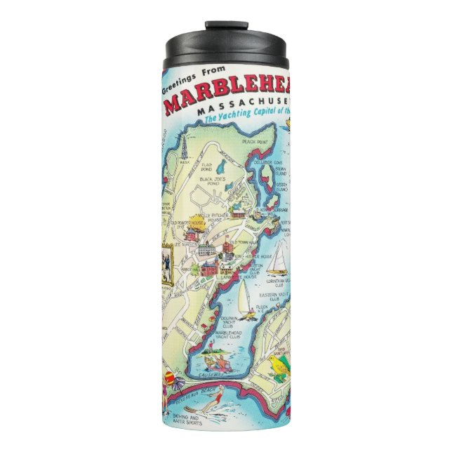 Marblehead Massachusetts Vintage Street Map  Thermal Tumbler (Front)