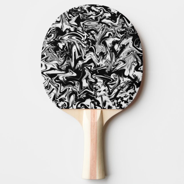 Marbleised Black and White Minimalist Abstract Art Ping Pong Paddle (Front)