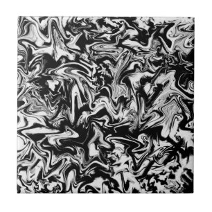 Marbleised Black and White Modern Abstract Artwork Tile