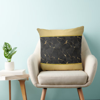 Marbleised Black & Gold Luxury Cushion