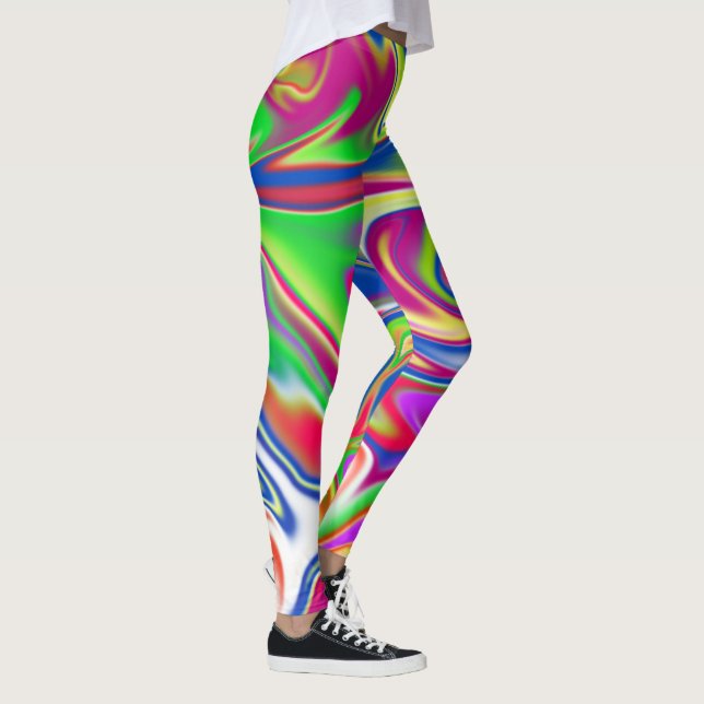Marbleised Bubble Gum Candy, Ladies Leggings (Right)