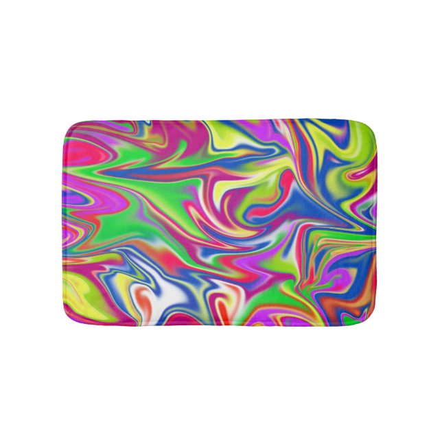 Marbleised Bubble Gum, Small Memory Foam Bath Mat. Mat (Front)