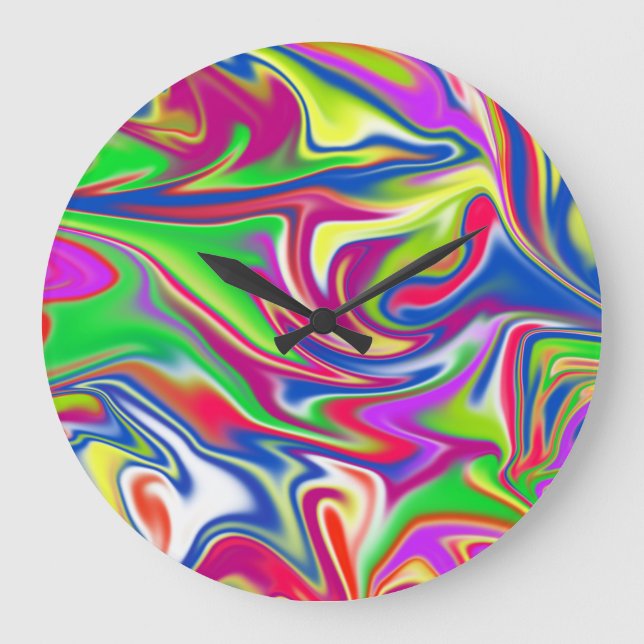 Marbleised Candy Liquid, Large Round Wall Clock. Clock (Front)