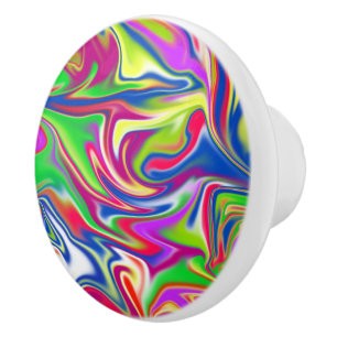Marbleised Candy Pattern, Ceramic Draw Knob. Knob