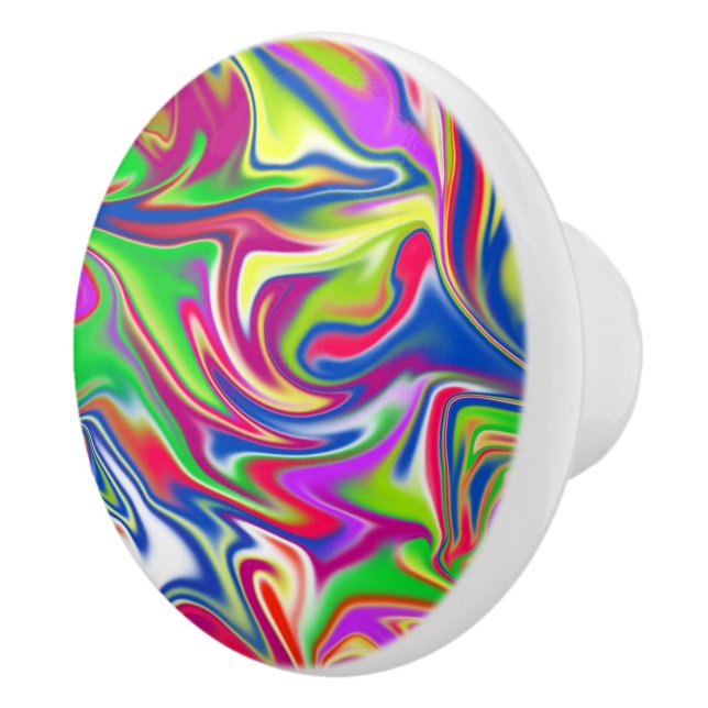 Marbleised Candy Pattern, Ceramic Draw Knob. Knob (Right)