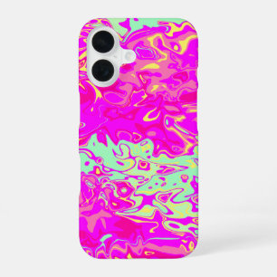 Marbleised Look Pinks Greens Yellow Abstract Art iPhone 16 Case