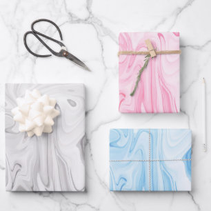 marbleised paint modern baby grey blue pink colour wrapping paper sheet