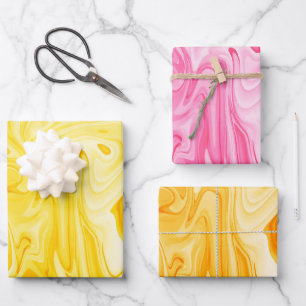 Marbleised Paint Summer Colours Chic Fun Wrapping Paper Sheet