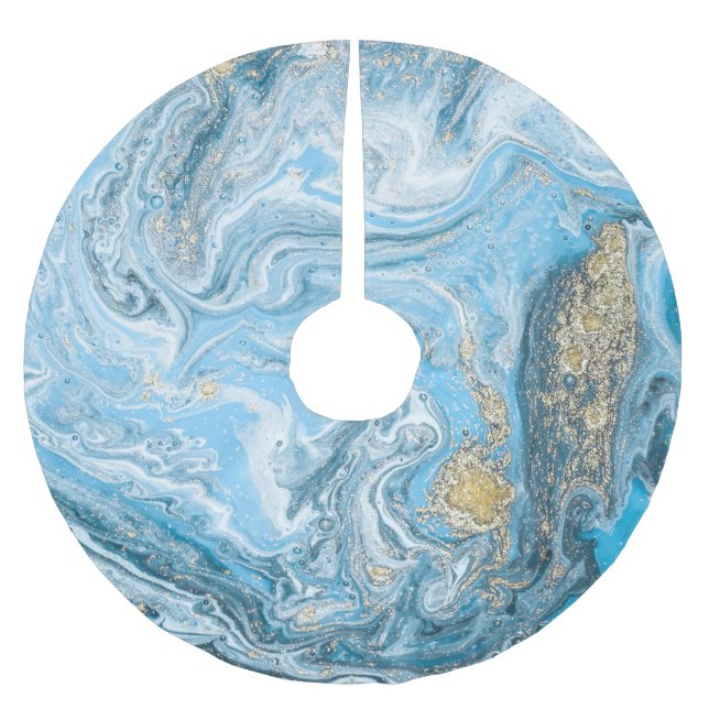 Marbleised swirls: natural luxury art. brushed polyester tree skirt (Front)