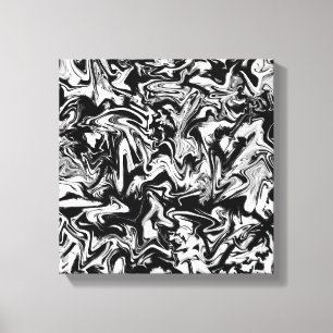 Marbleized Black and White Modern Abstract Artwork Canvas Print