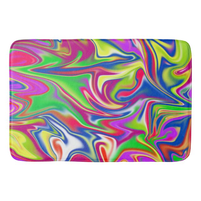Marbleized Bubble Gum, Large Memory Foam Bath Mat. Mat (Front)