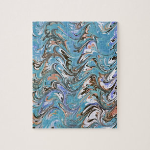Marbling Abstract In Blue Jigsaw Puzzle