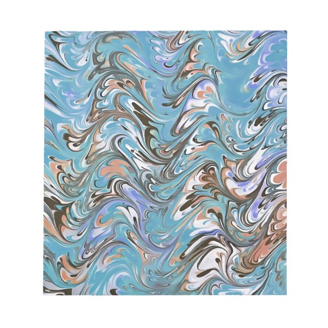 Marbling Abstract In Blue Notepad (Front)