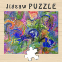 Marbling Art abstract blue green orange -