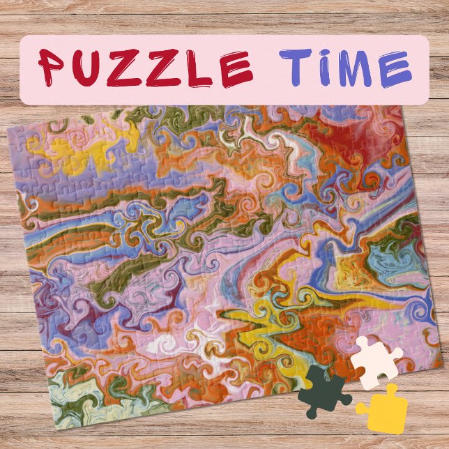 Marbling Art Colourful Flow orange violet Jigsaw Puzzle (Creator Uploaded)