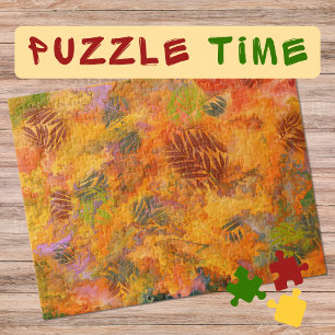 Marbling Art October autumn leaves - difficult Jigsaw Puzzle
