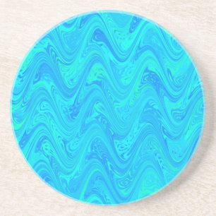 Marbling Blue Green Pattern Coaster