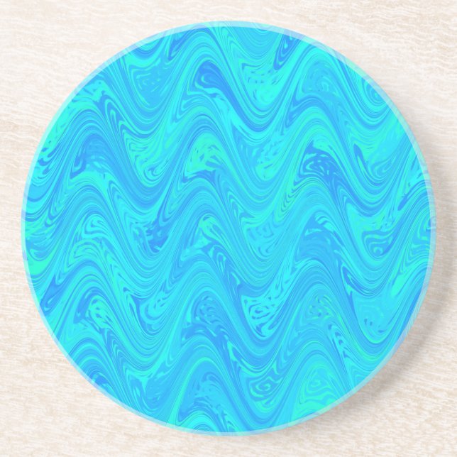Marbling Blue Green Pattern Coaster (Front)