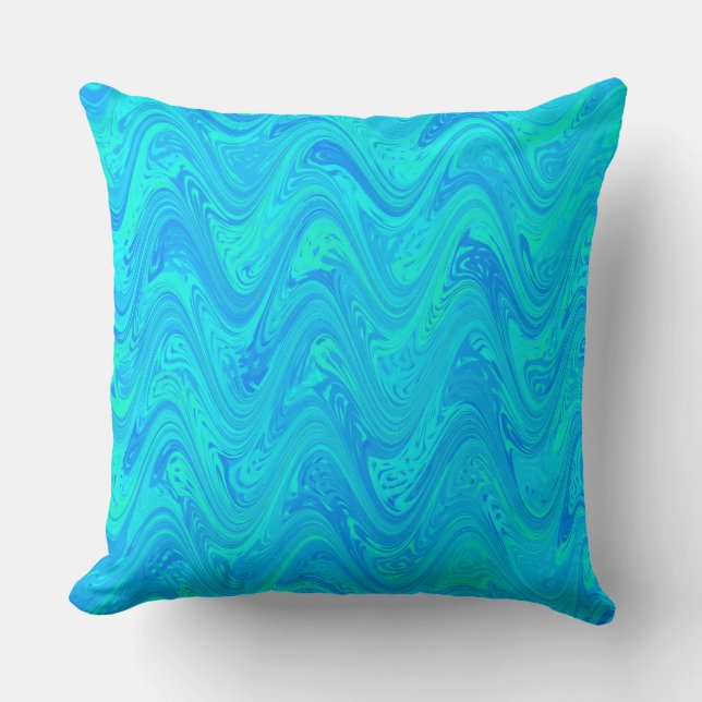 Marbling Blue Green Pattern Cushion (Front)
