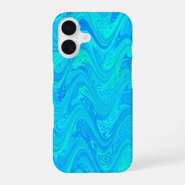 Marbling Blue Green Pattern iPhone 16 Case (Back)