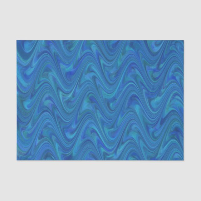 Marbling Blue Green Pattern Tissue Paper (Front)
