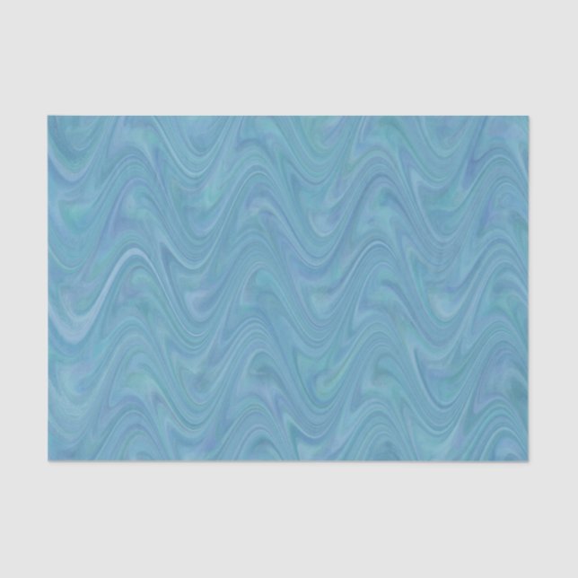 Marbling Blue Green Pattern Tissue Paper (Front)