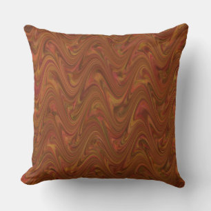 Marbling Brown Orange Green Pattern Cushion