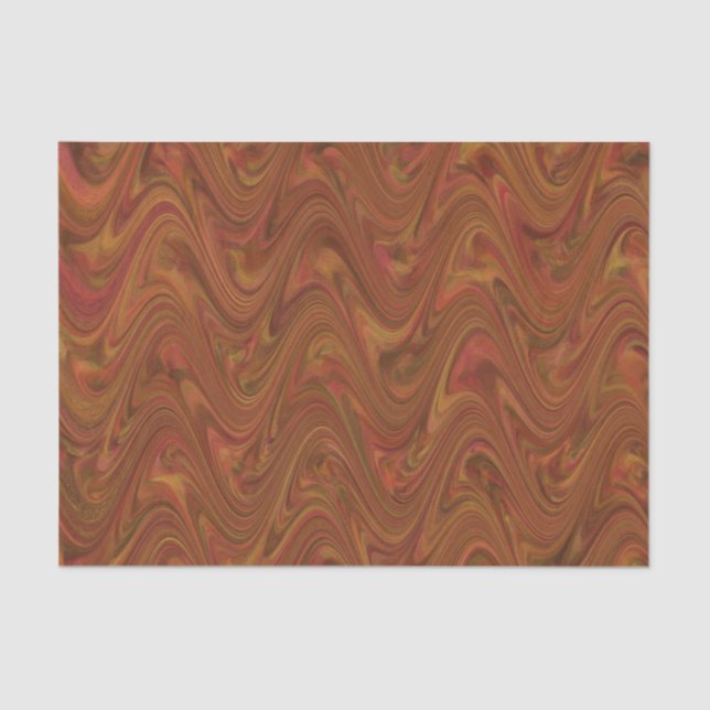 Marbling Brown Orange Green Pattern Tissue Paper (Front)