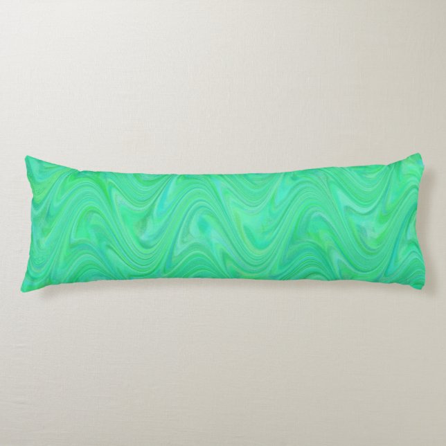 Marbling Green Blue Pattern Body Cushion (Front)
