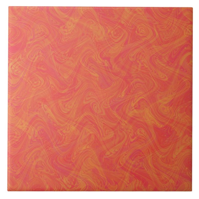 Marbling Orange Pattern Tile (Front)