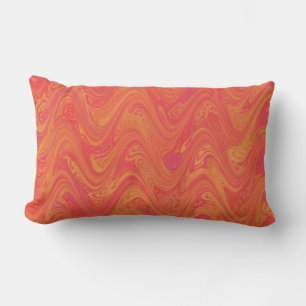 Marbling Orange Pink Red Pattern Lumbar Cushion