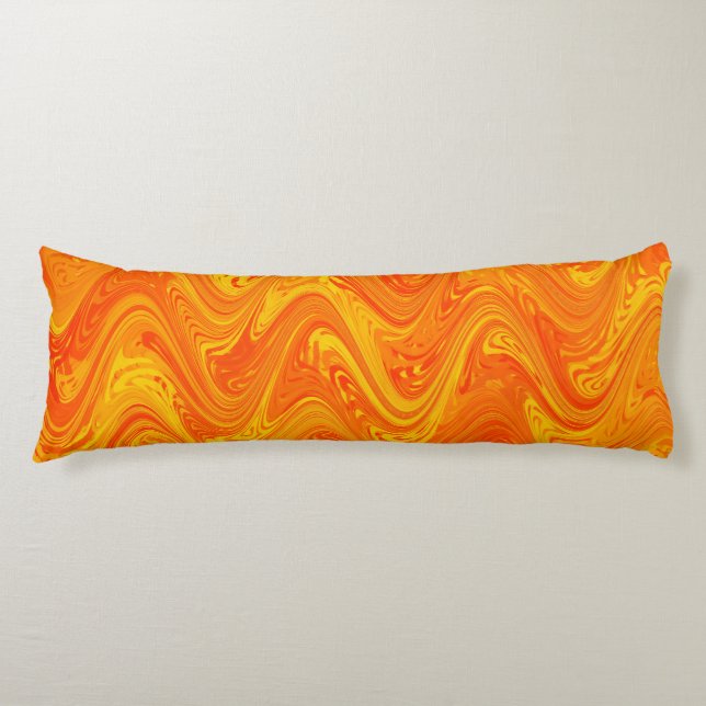 Marbling Orange Yellow Red Pattern Body Cushion (Front)
