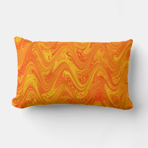Marbling Orange Yellow Red Pattern Lumbar Cushion