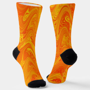 Marbling Orange Yellow Red Pattern Socks