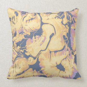 Marbling paper, ebrus technique, Liquid wet textur Cushion