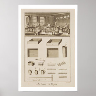 Marbling paper, from the 'Encyclopaedia' by Denis Poster