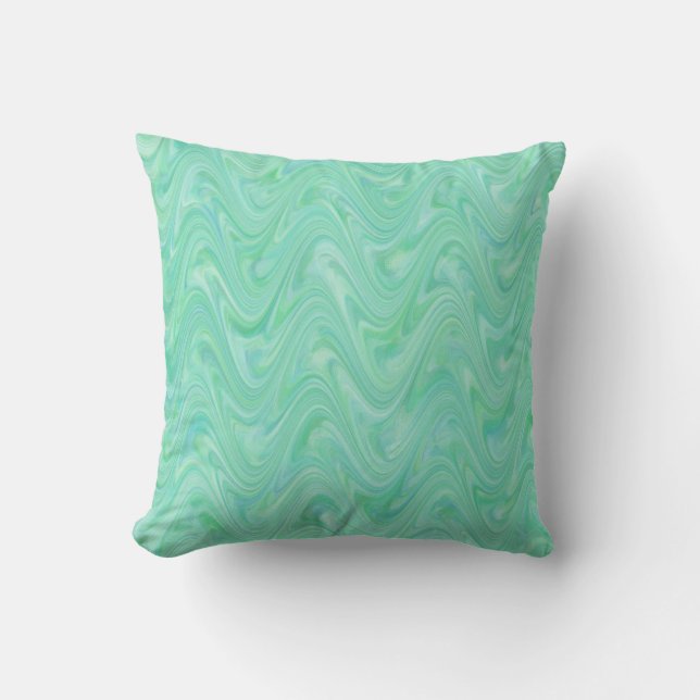 Marbling Teal Green Pattern Cushion (Front)