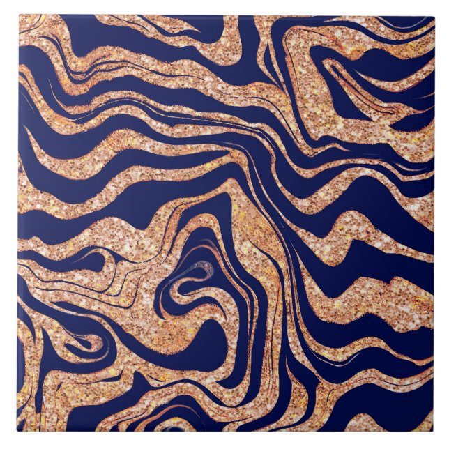 Marbly Purple & Blush Pink Glitter Cute Girly Glam Tile (Front)