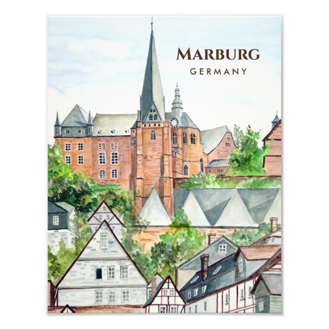 Marburg Altstadt Germany Townscape Painting Photo Print (Front)