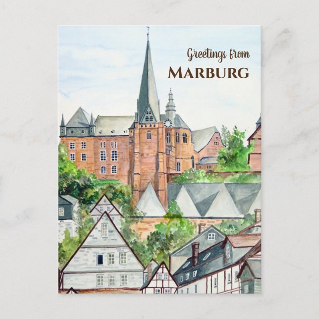 Marburg Altstadt Germany Townscape Painting Postcard (Front)