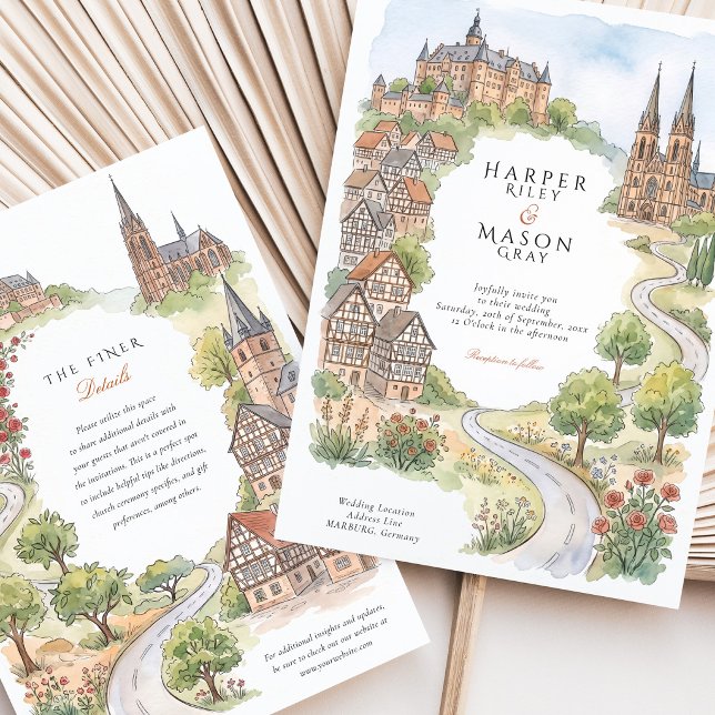 Marburg Germany Castle Elisabethkirche Wedding Invitation (Creator Uploaded)