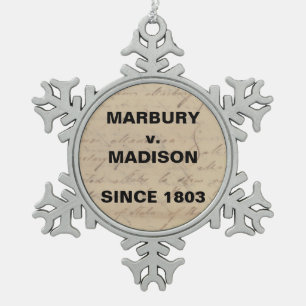 Marbury Madison Checks and Balances Snowflake Pewter Christmas Ornament